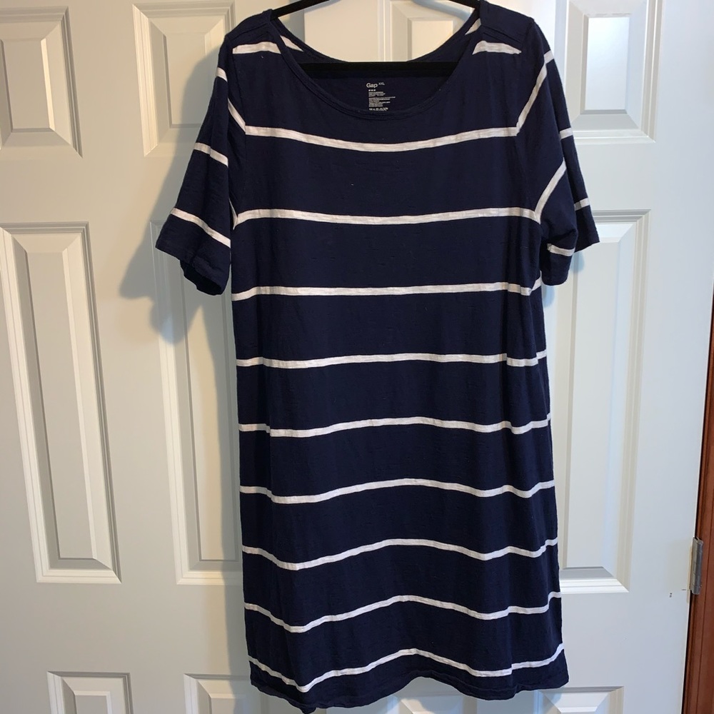 GAP Navy Striped T-Shirt Dress